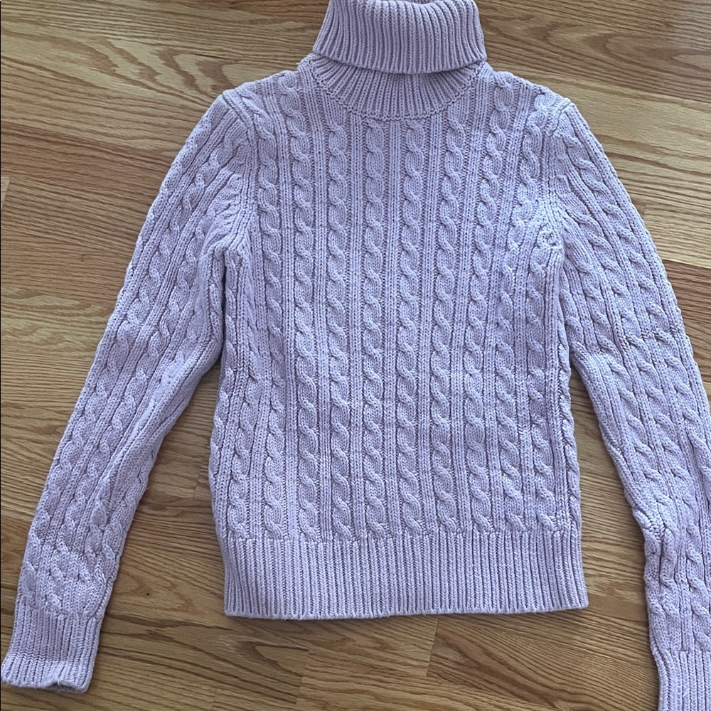 Ann Taylor Lilac Cable Knit Turtleneck Sweater